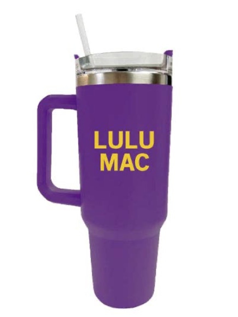 Lulu Mac Purple with Yellow Gold Logo Morgan Tumbler